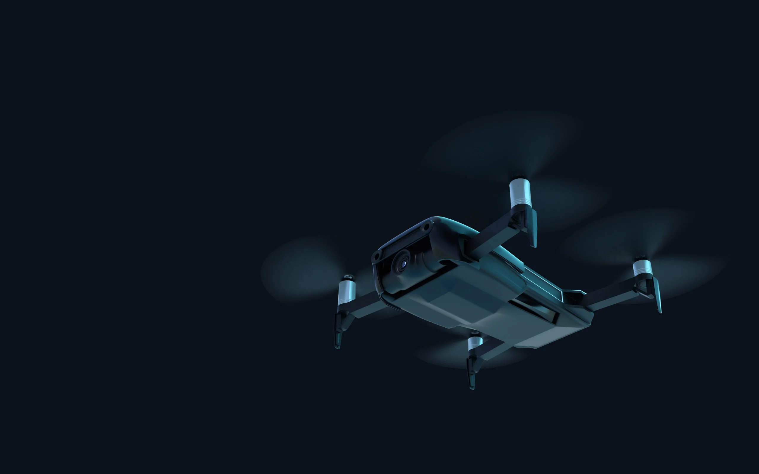3d illustration of a security drone flying in the dark with just moonlight