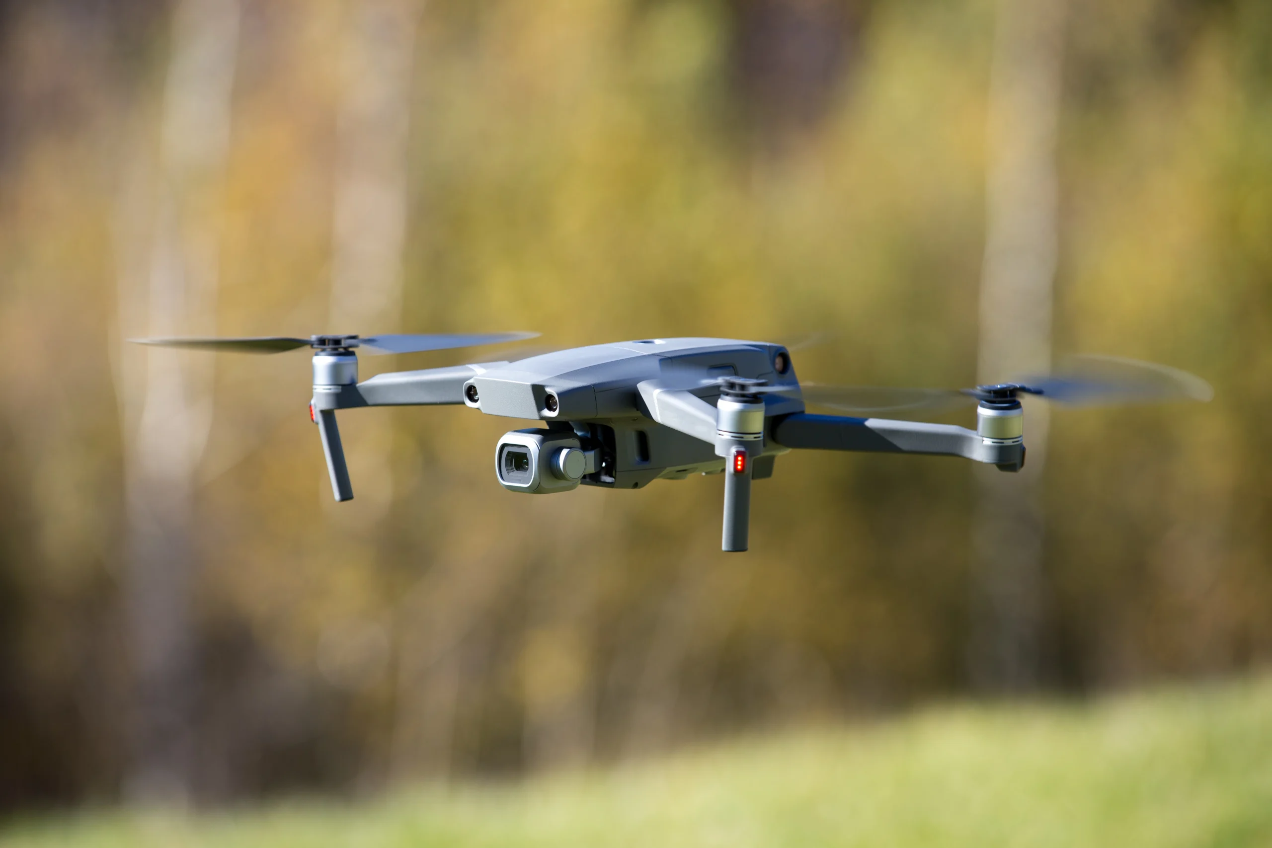 Autonomous Security Drone flying across field